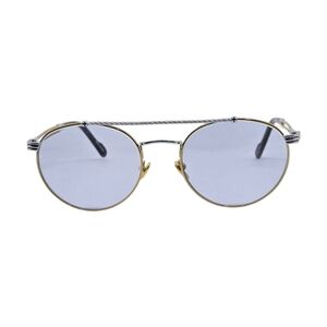 PORTA ROMANA Round Gold Frame Sunglasses with Blue Lenses